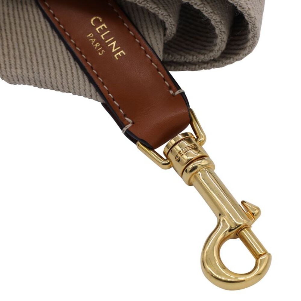 Celine Short Strap in Brown Canvas and Leather - Picture 5 of 6